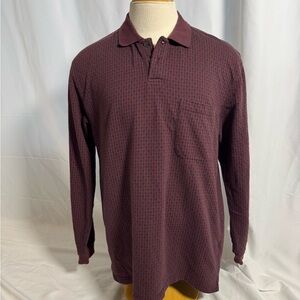 Van Heusen Maroon Long Sleeve Polo Shirt